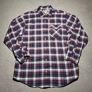 Duluth Trading Shirt Mens Medium Plaid Iron Mountain Oxford Button Down Casual